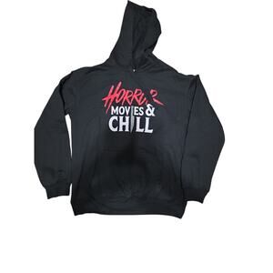 Wound Up Horror Movies & Chill Hoodie  Large 11-13 Black Graphic Pullover